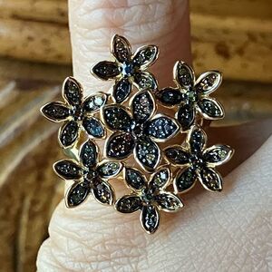 Natural Diamond Sterling Silver Cocktail Ring Size 5